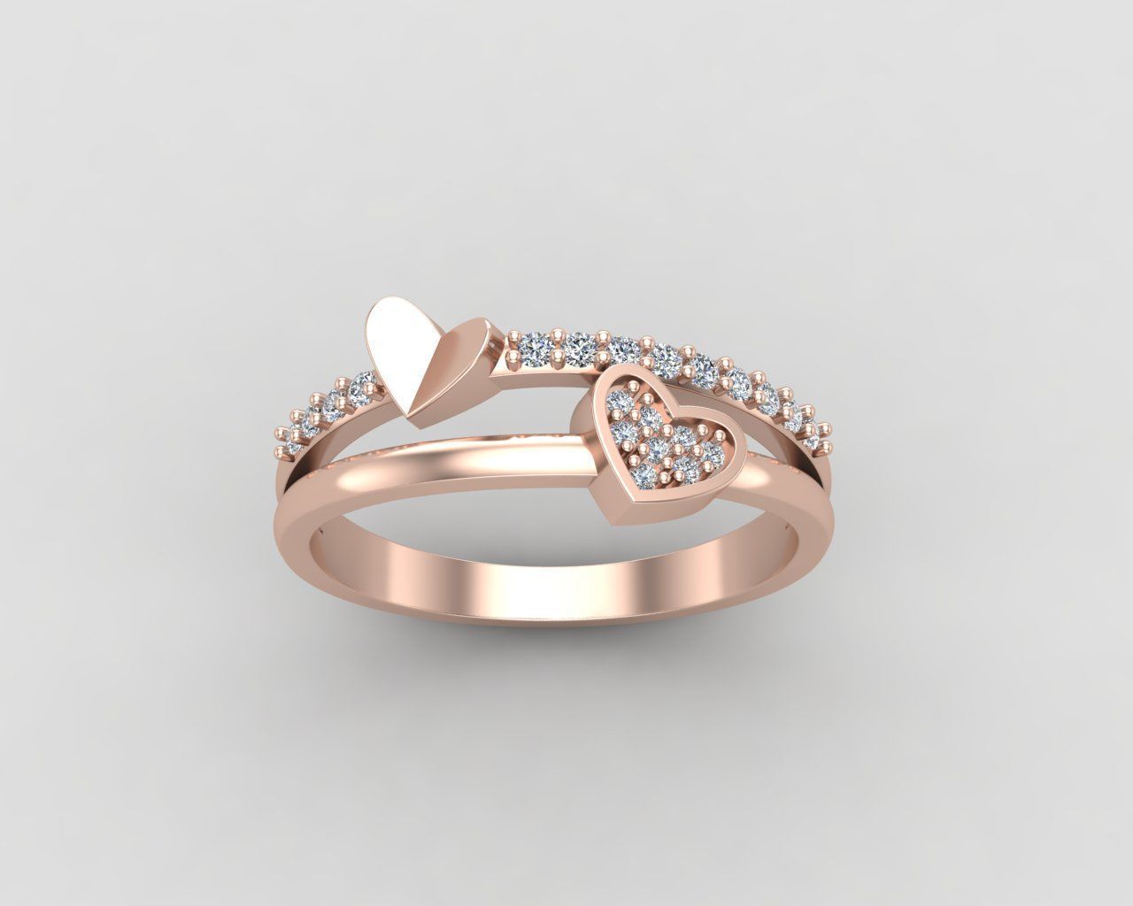 Minimal Heart diamond ring 147-MW 3D print model_5