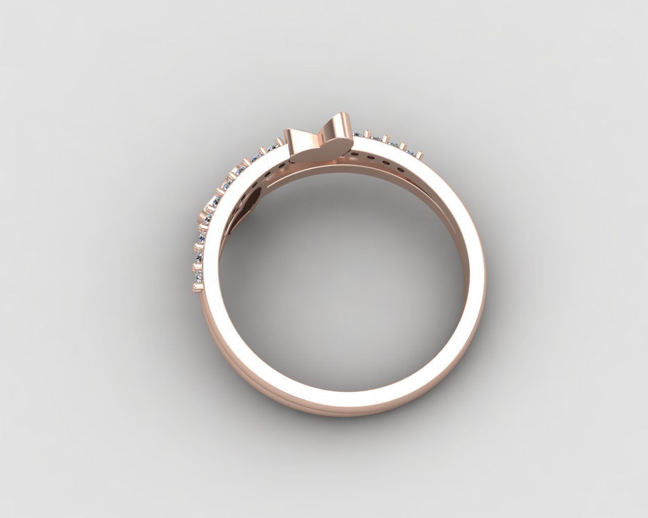 Minimal Heart diamond ring 147-MW 3D print model_9