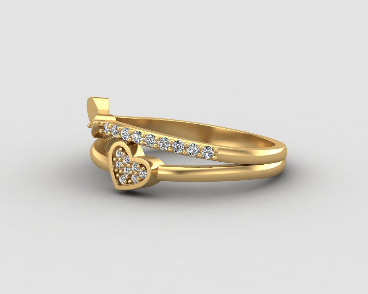 Minimal Heart diamond ring 147-MW 3D print model_27