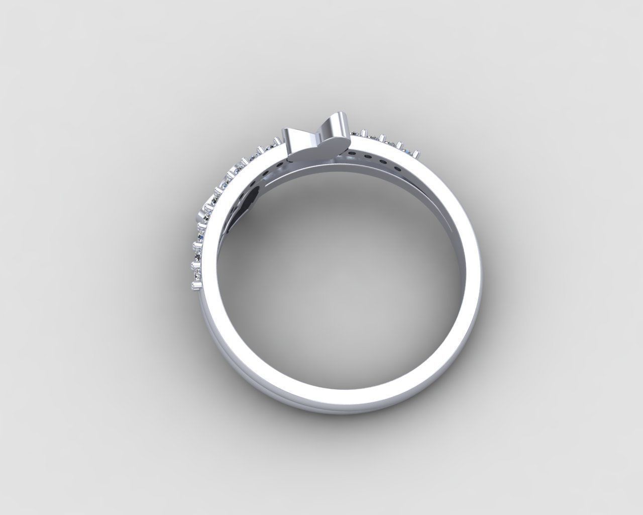 Minimal Heart diamond ring 147-MW 3D print model_21