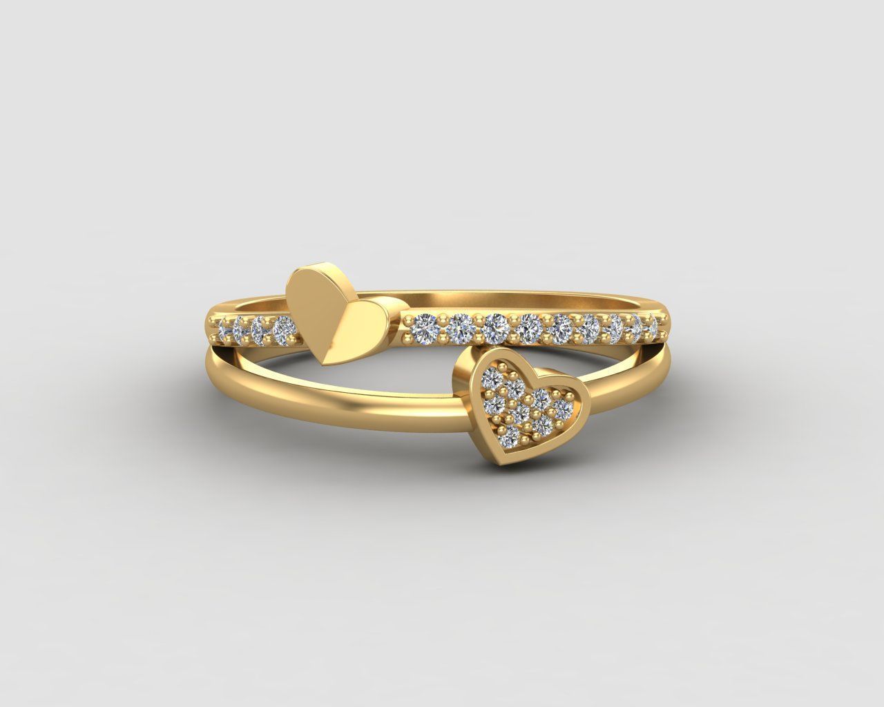 Minimal Heart diamond ring 147-MW 3D print model_26
