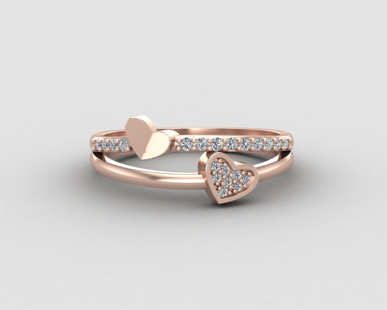 Minimal Heart diamond ring 147-MW 3D print model_6