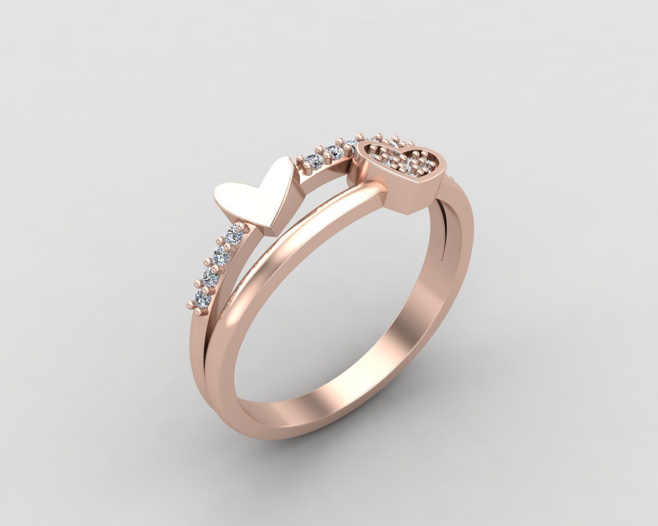 Minimal Heart diamond ring 147-MW 3D print model_3