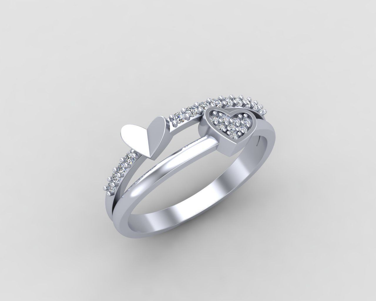 Minimal Heart diamond ring 147-MW 3D print model_16