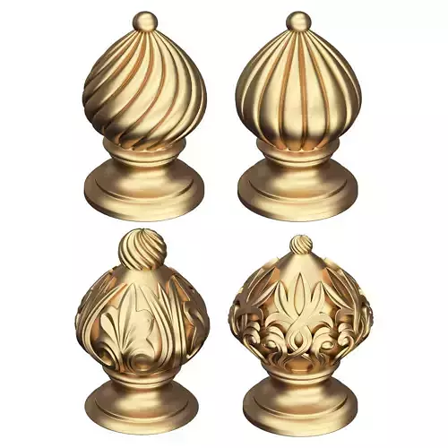 Carved Finial Knob Collection Low-poly 3D model