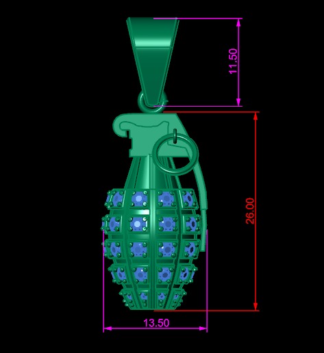  grenade pendant  3D print model_2