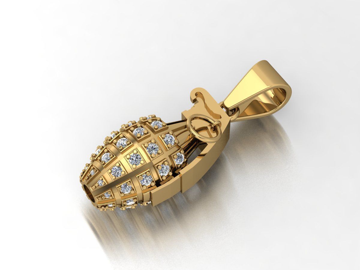  grenade pendant  3D print model_1