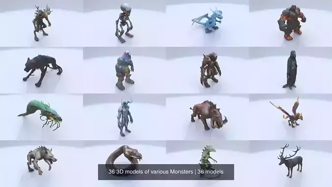 36 3D models of various Monsters 3D Model Collection