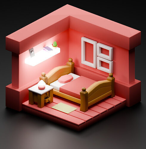 Bedroom Low-poly 3D model