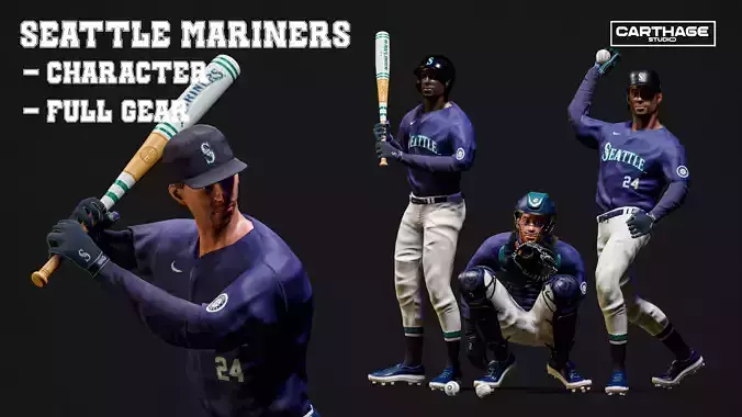 Seattle Mariners Character And Essential Baseball Equipment