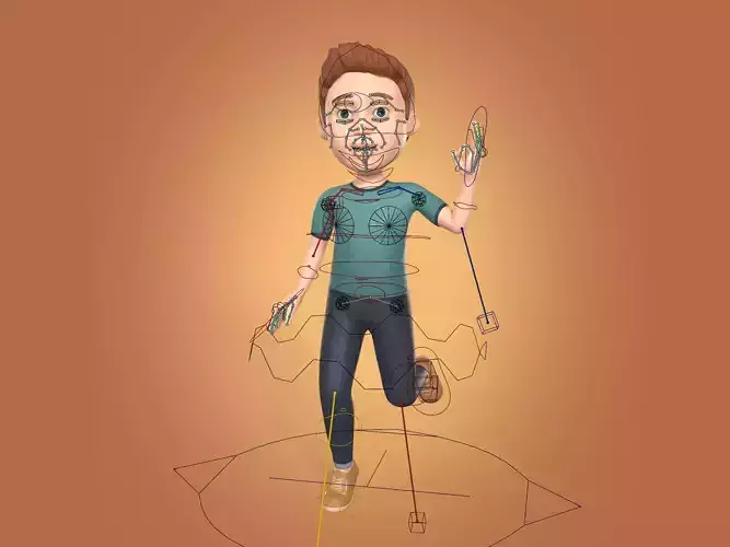 Cartoon Man - Boy - Avatar -- IK and FK Rig Low-poly 3D model