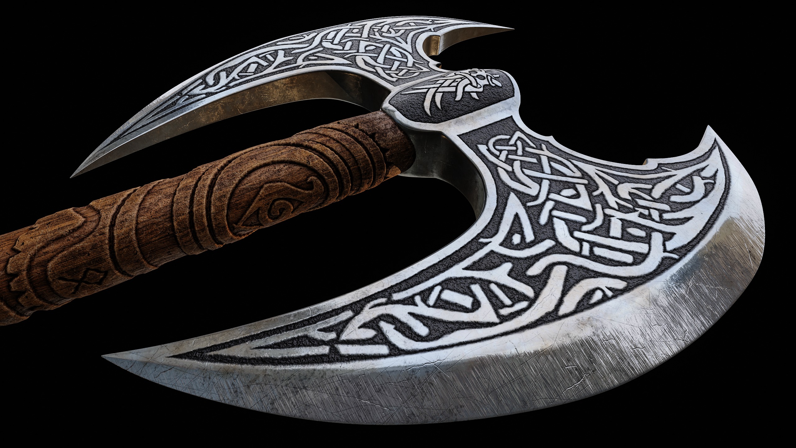 Viking Axe Prop Low-poly 3D model_3