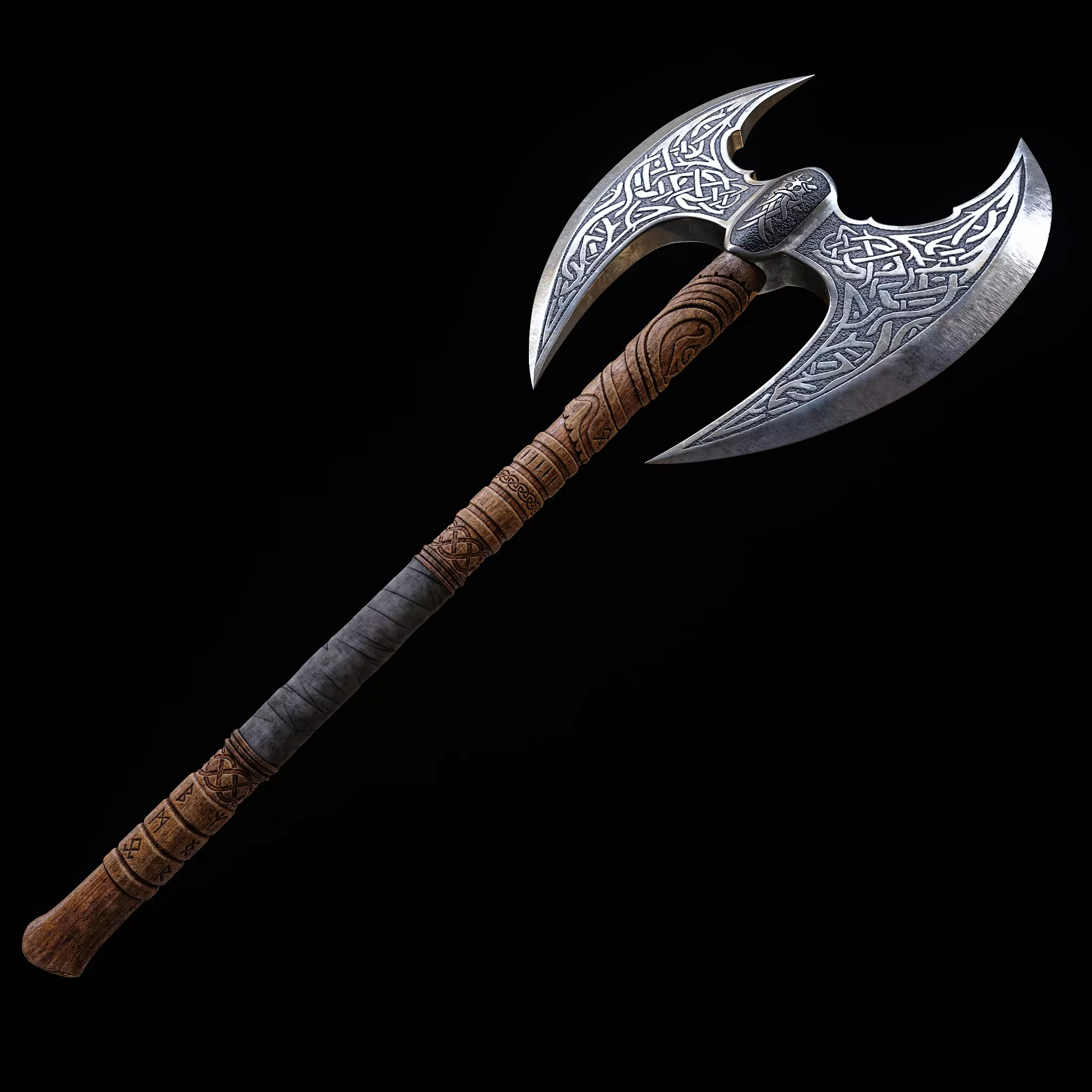 Viking Axe Prop Low-poly 3D model_0