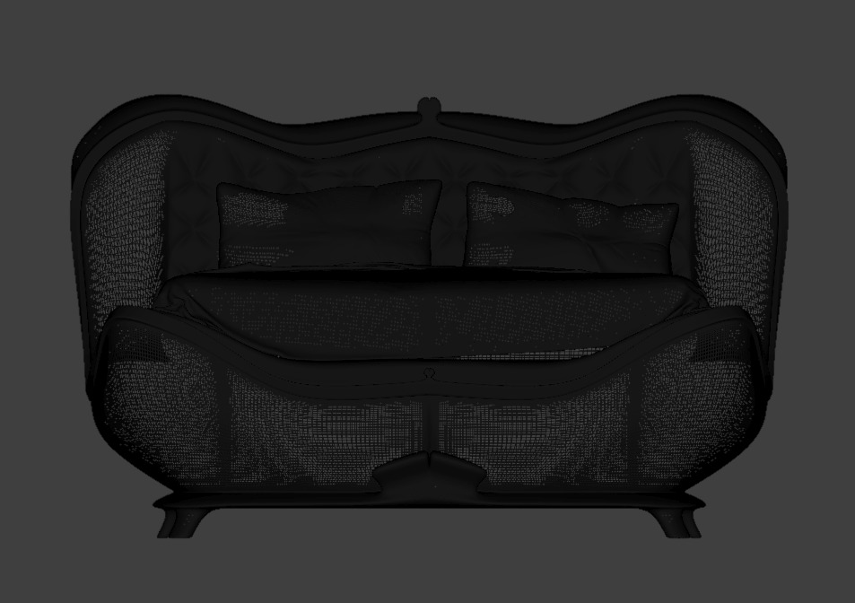 Luxurious style bed PBR Low-poly 3D model_4