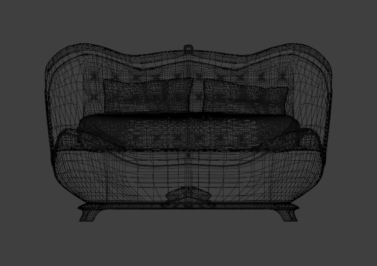 Luxurious style bed PBR Low-poly 3D model_7