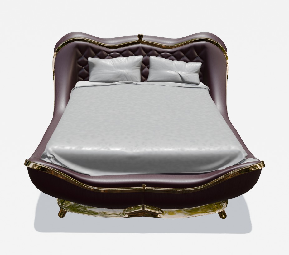 Luxurious style bed PBR Low-poly 3D model_1