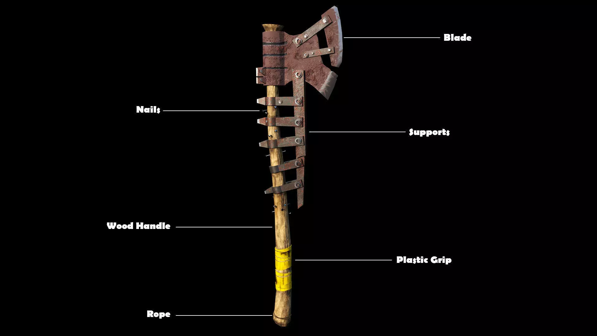 Modern Axe Low-poly 3D model_0