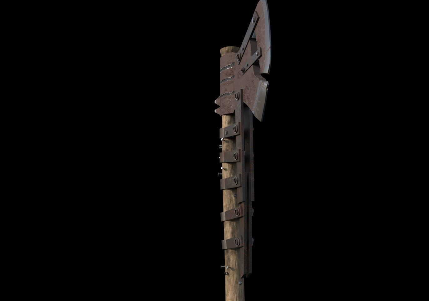 Modern Axe Low-poly 3D model_4