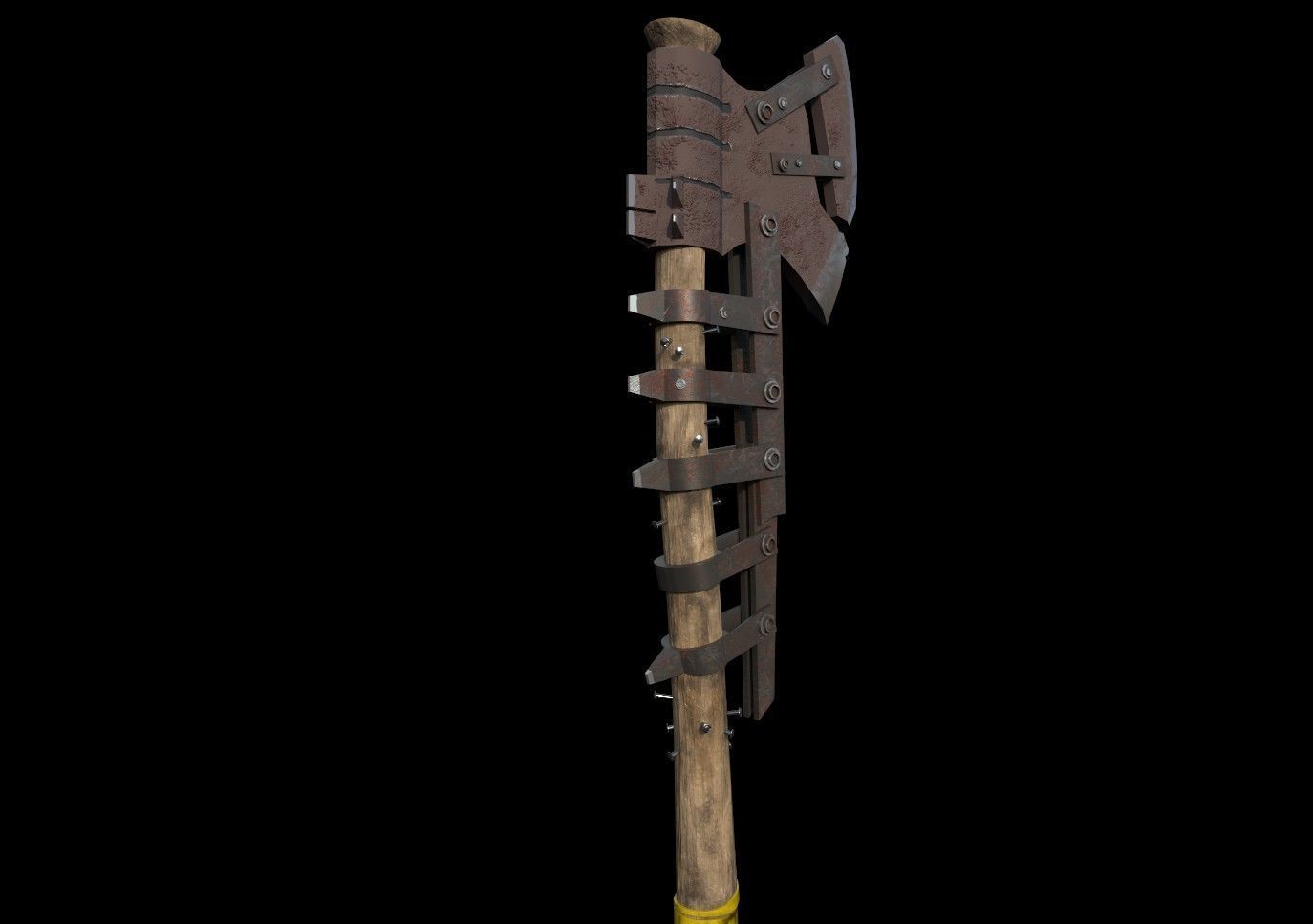 Modern Axe Low-poly 3D model_5