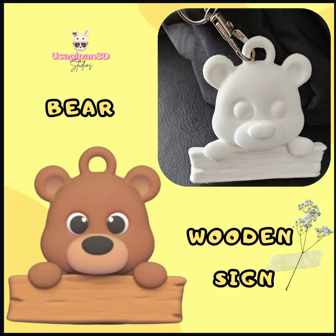 Bear Wooden Sign 3D print model_0