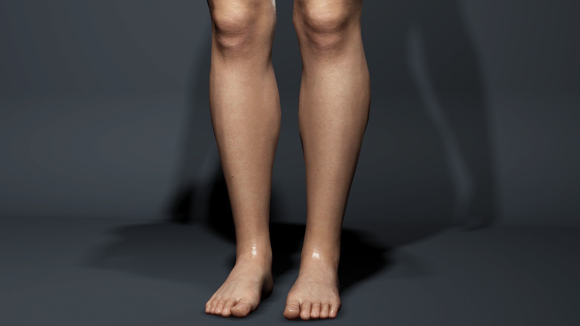 Hairy naked girl standing pose 3D model_8