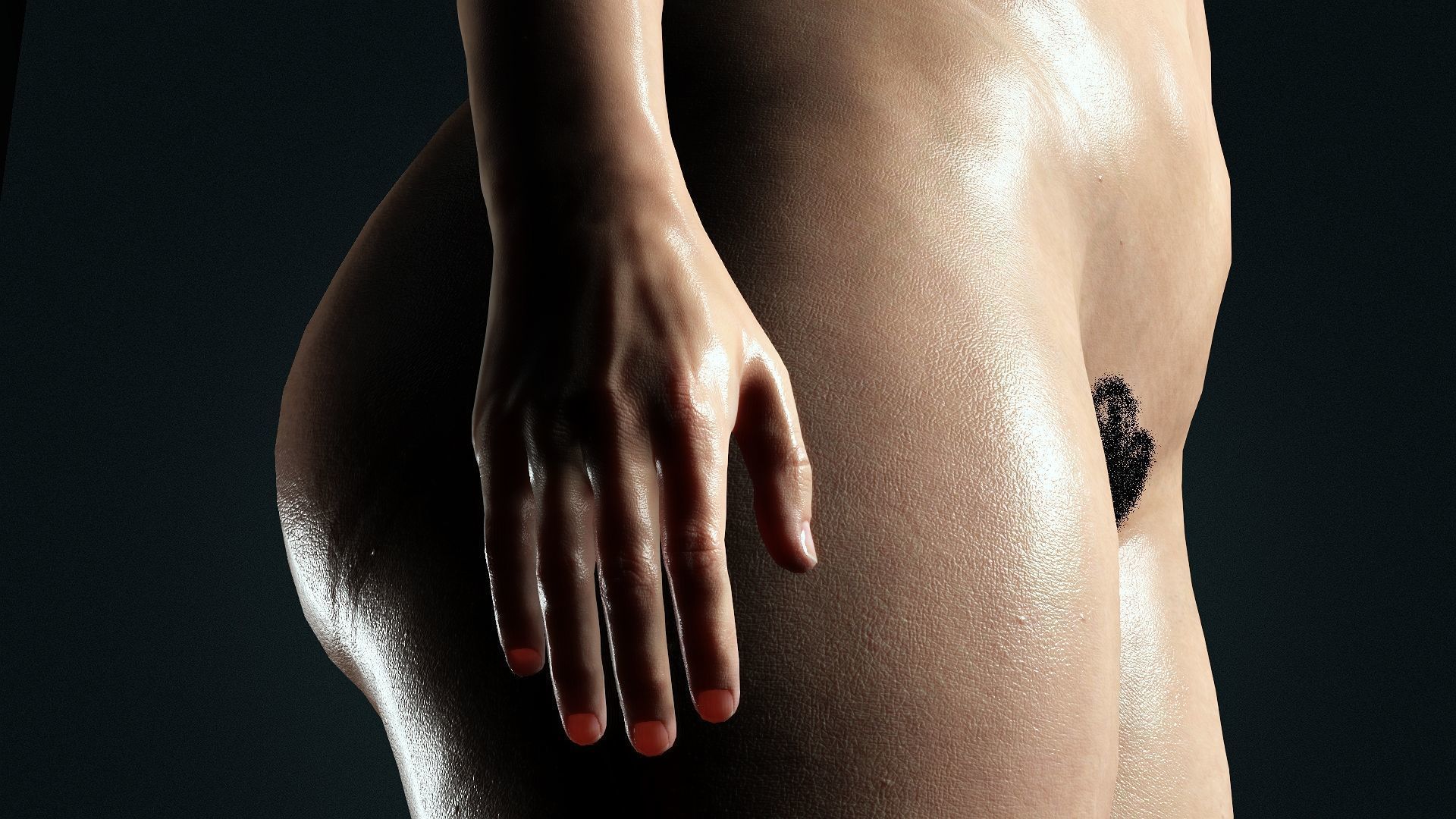 Hairy naked girl standing pose 3D model_7