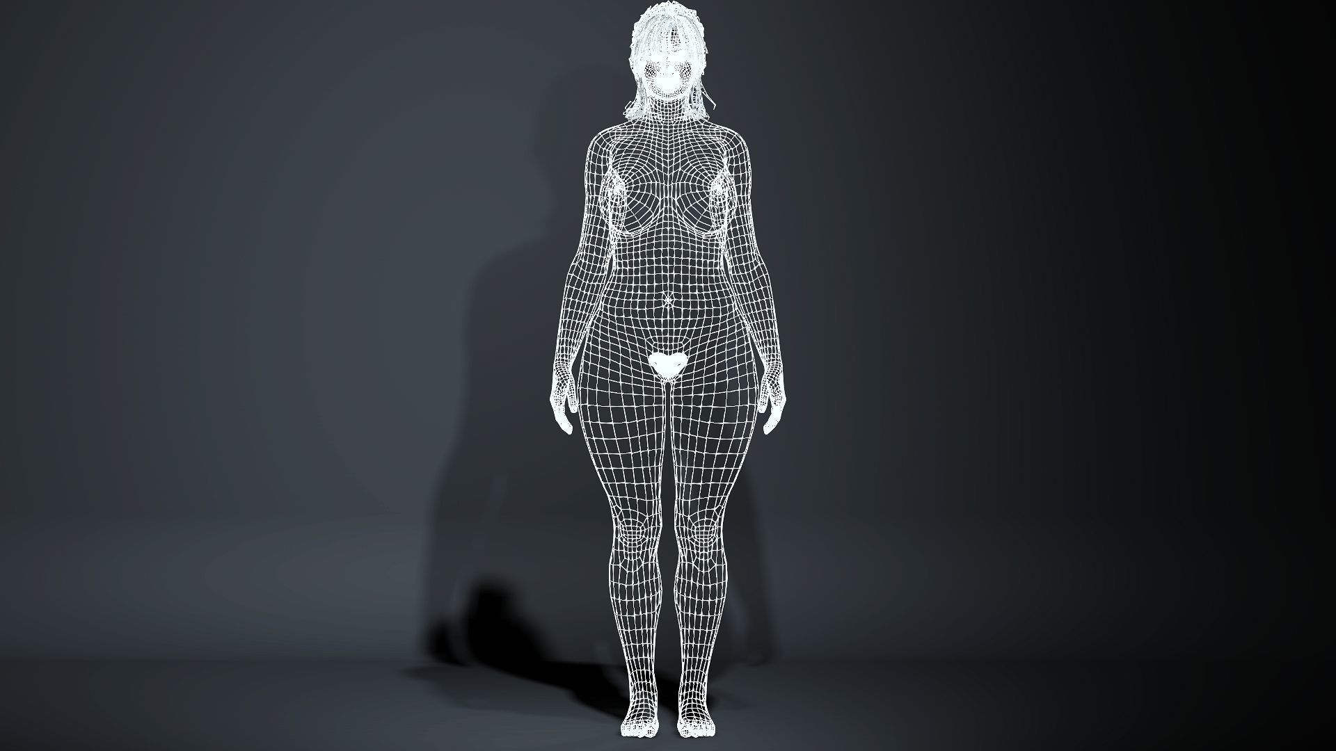 Hairy naked girl standing pose 3D model_11