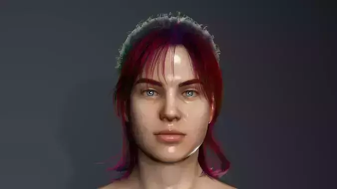 Hairy naked girl standing pose 3D model