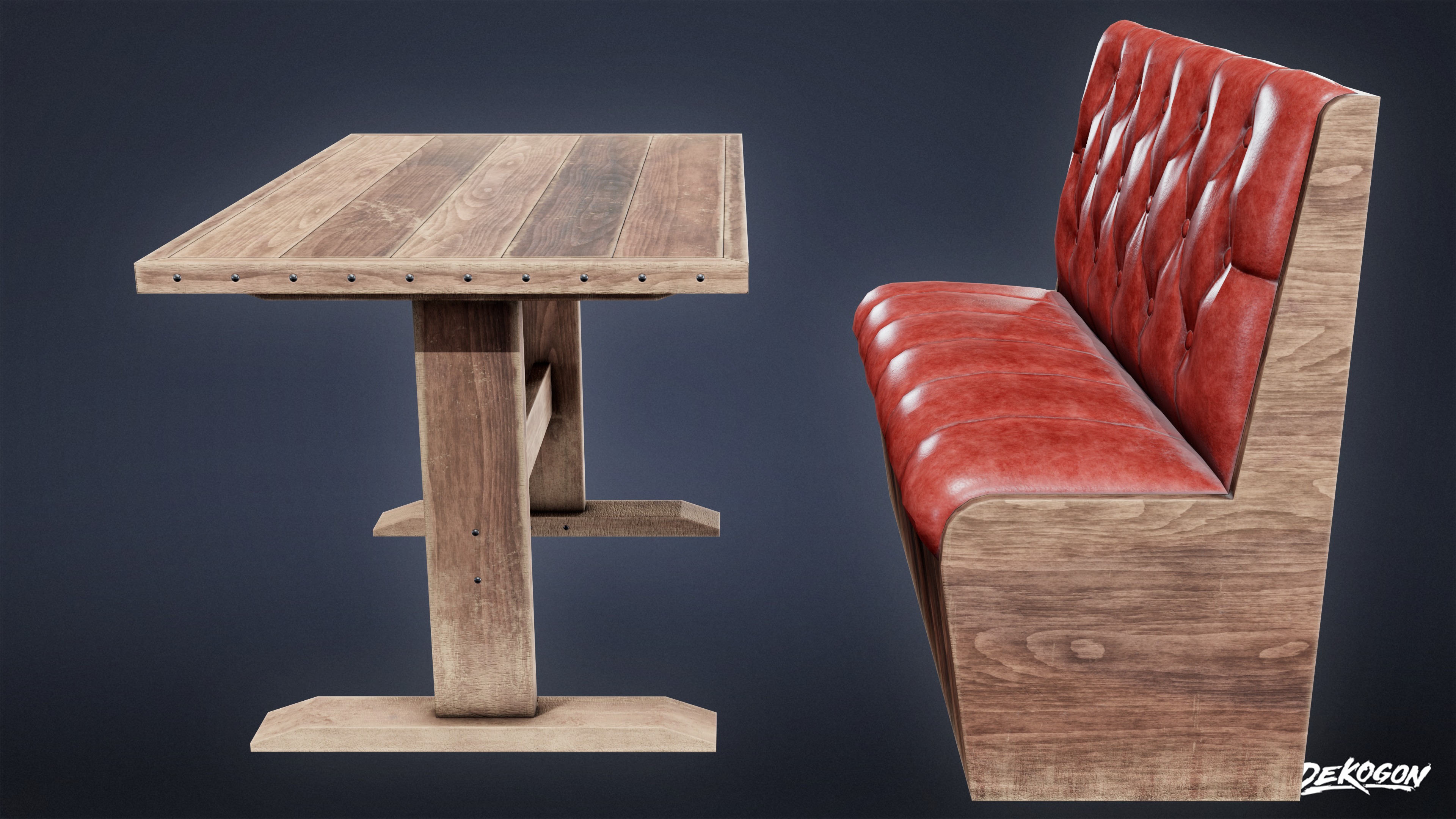 DIVE BAR - Booth 01 - LOW POLY Low-poly 3D model_1