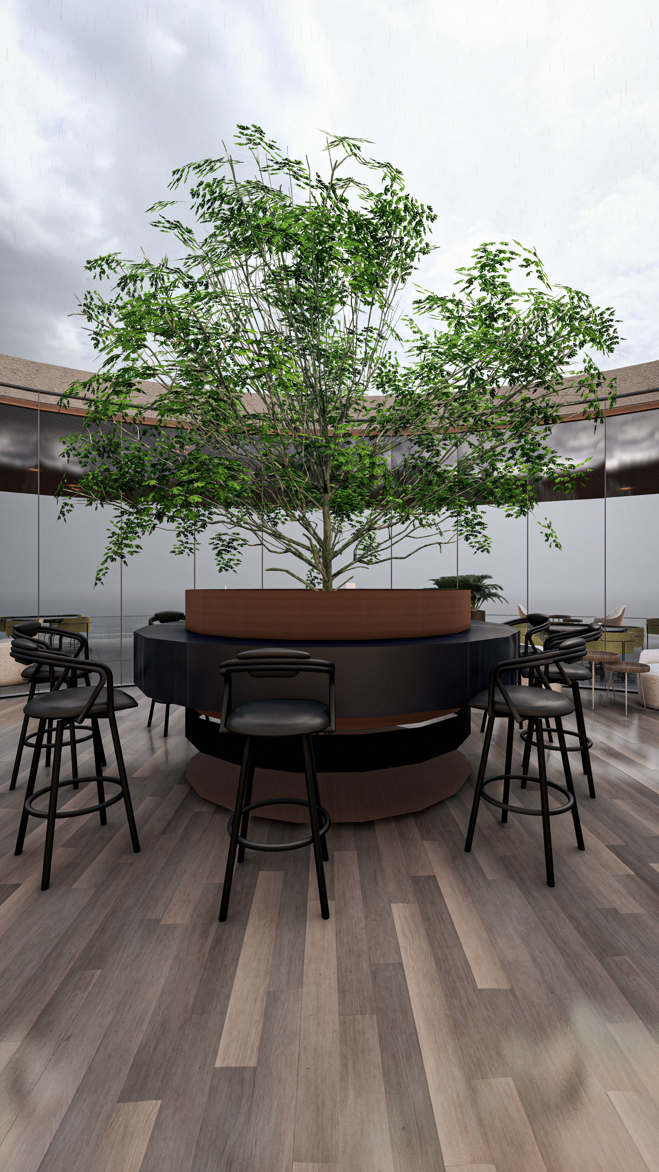 Cliffside Restaurant Bar Fully Furnished 3D Model Low-poly 3D model_16