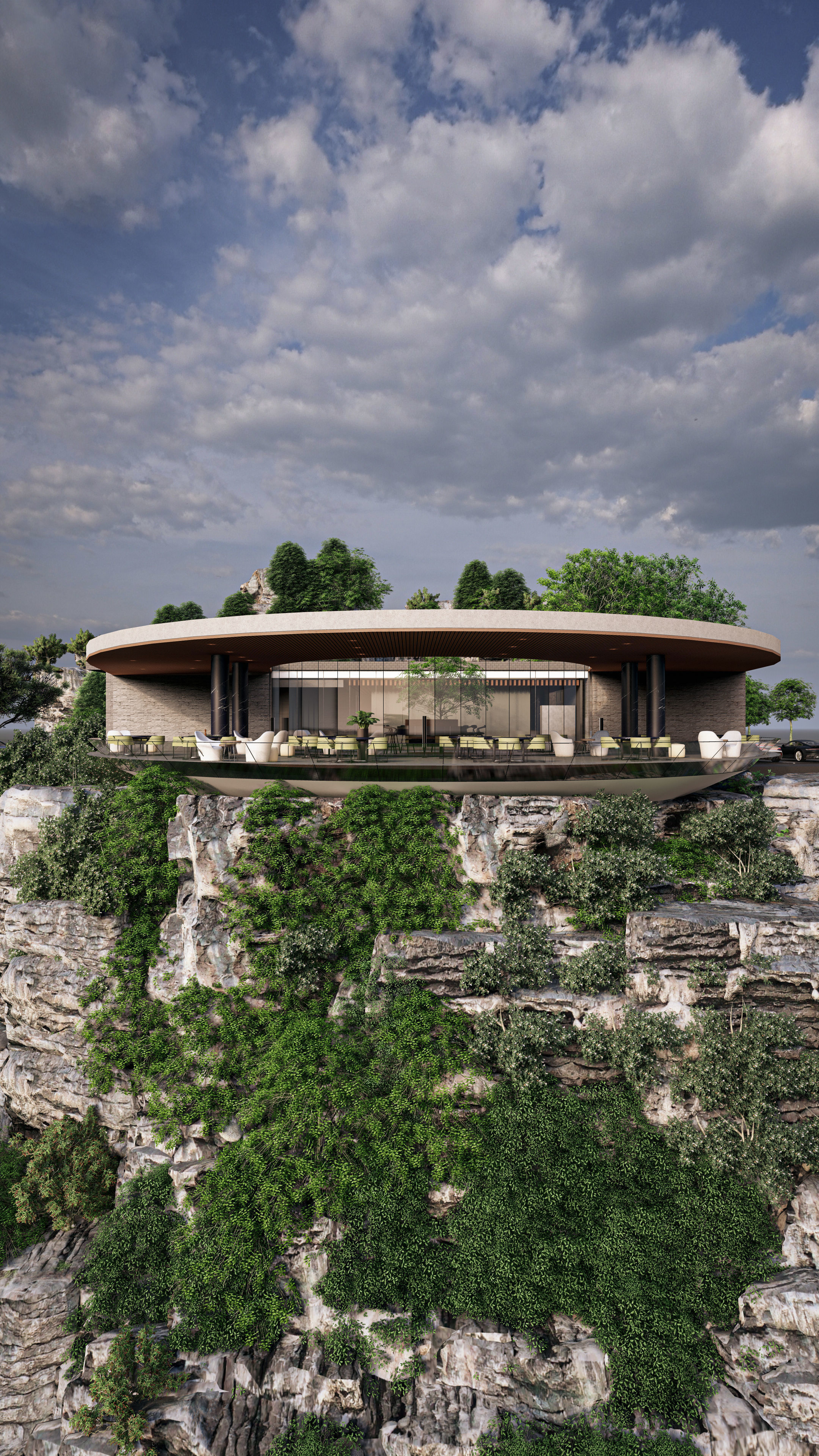 Cliffside Restaurant Bar Fully Furnished 3D Model Low-poly 3D model_15