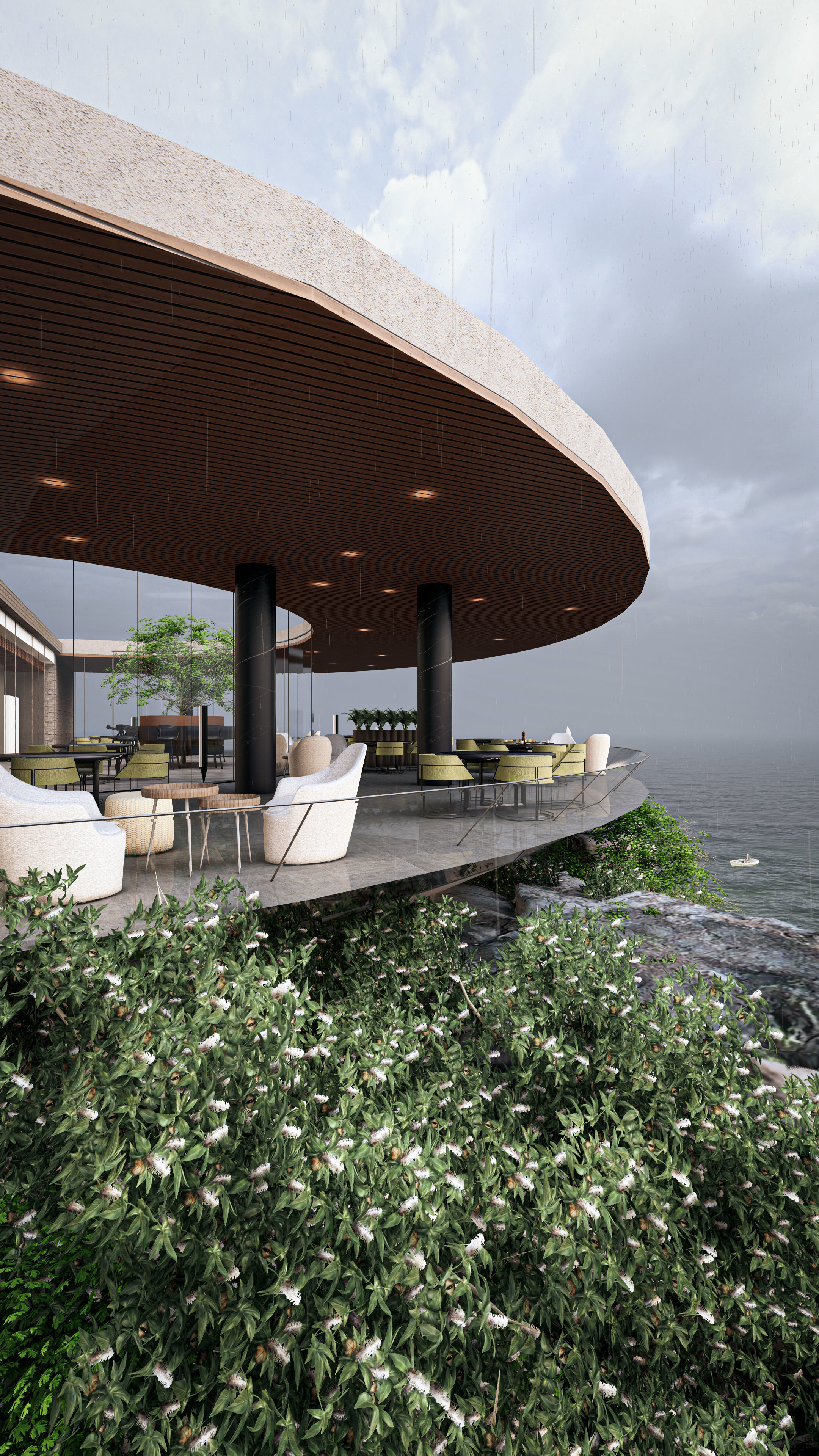 Cliffside Restaurant Bar Fully Furnished 3D Model Low-poly 3D model_5