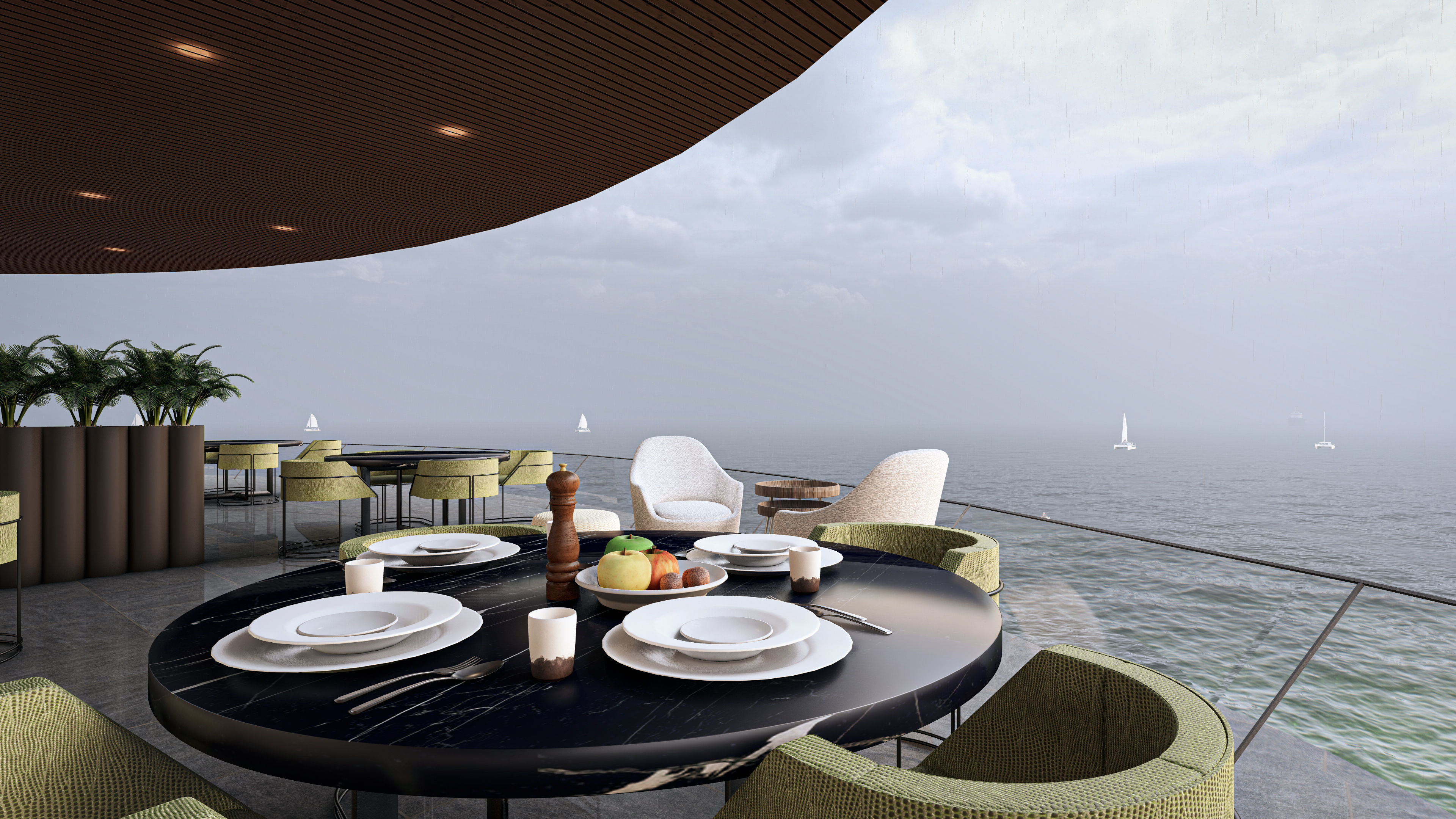 Cliffside Restaurant Bar Fully Furnished 3D Model Low-poly 3D model_4