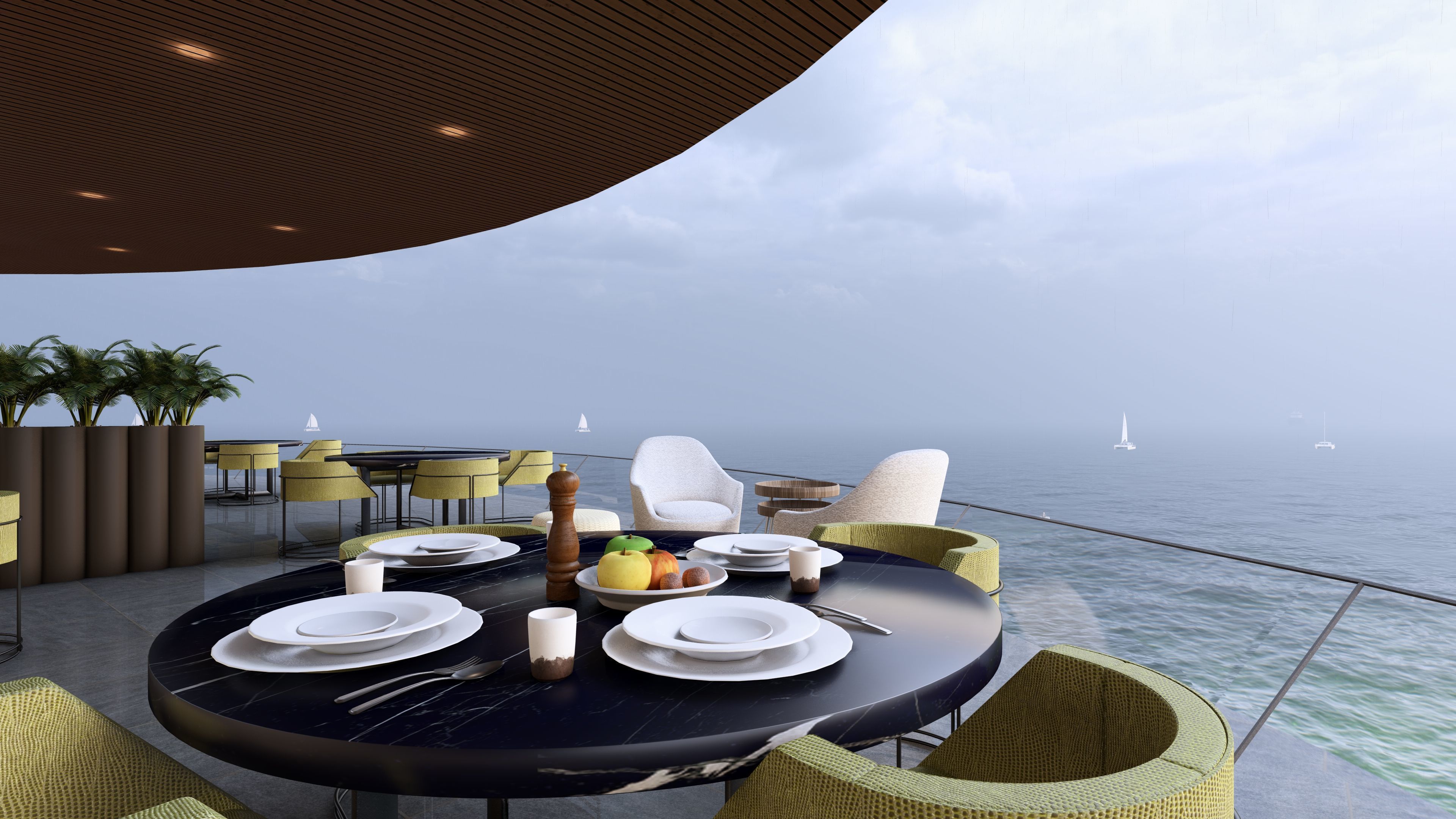 Cliffside Restaurant Bar Fully Furnished 3D Model Low-poly 3D model_1