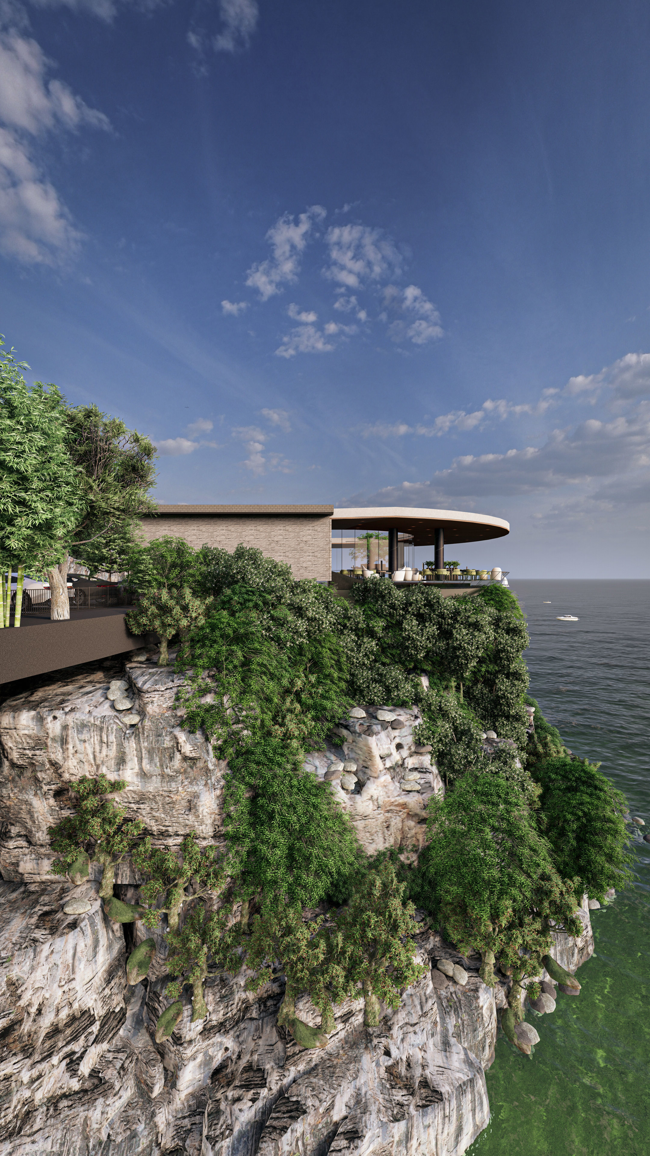 Cliffside Restaurant Bar Fully Furnished 3D Model Low-poly 3D model_12