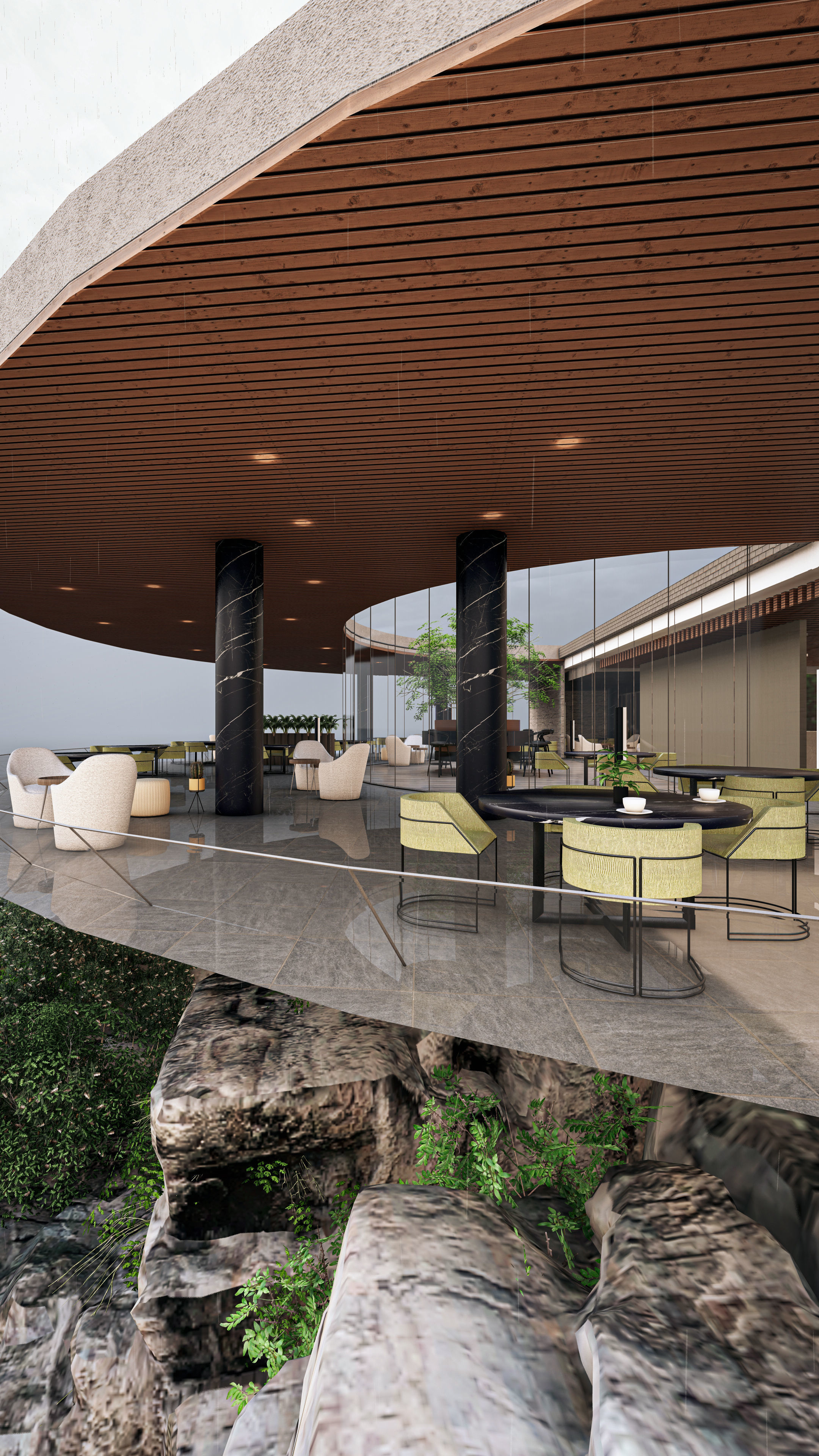 Cliffside Restaurant Bar Fully Furnished 3D Model Low-poly 3D model_7