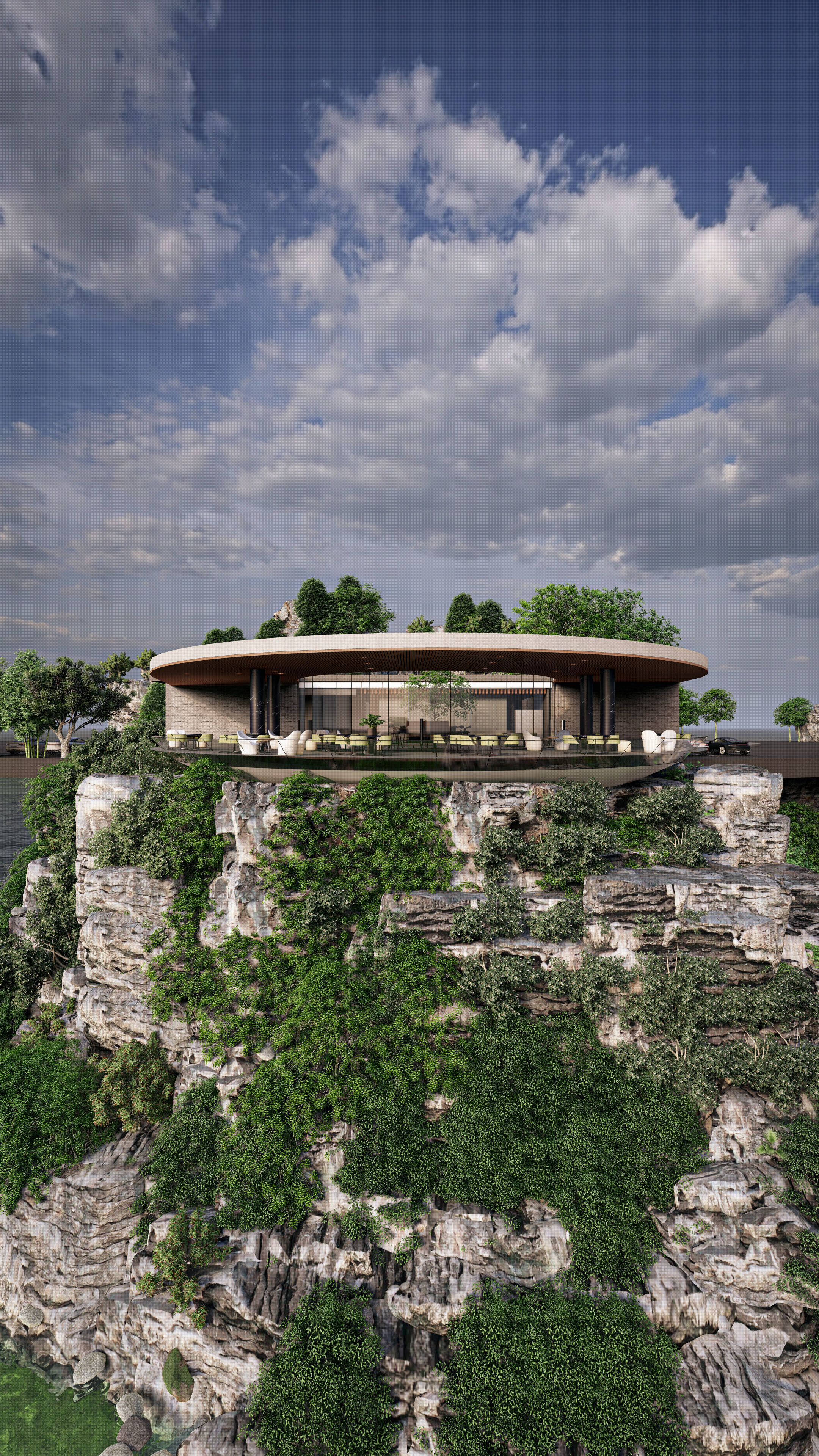 Cliffside Restaurant Bar Fully Furnished 3D Model Low-poly 3D model_9