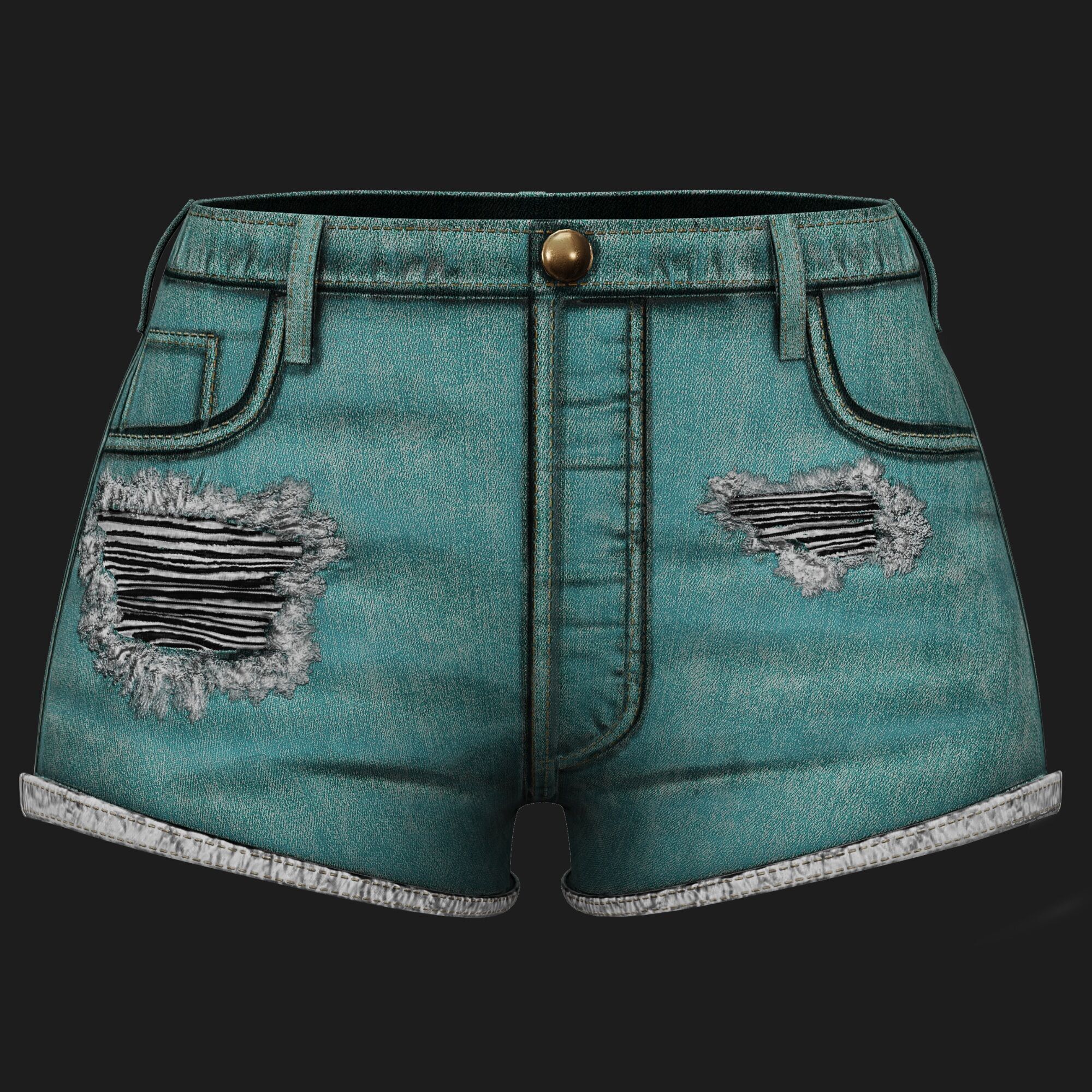 Womens Jean Shorts - 3 Colors Low-poly 3D model_4