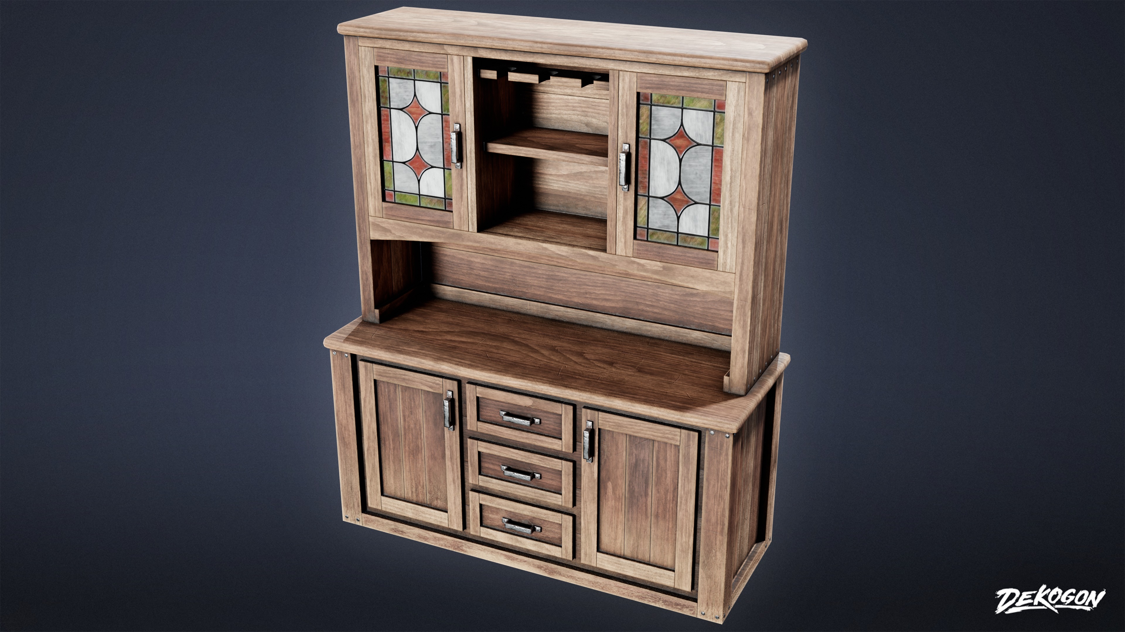DIVE BAR - Cabinet 01 - LOW POLY Low-poly 3D model_4