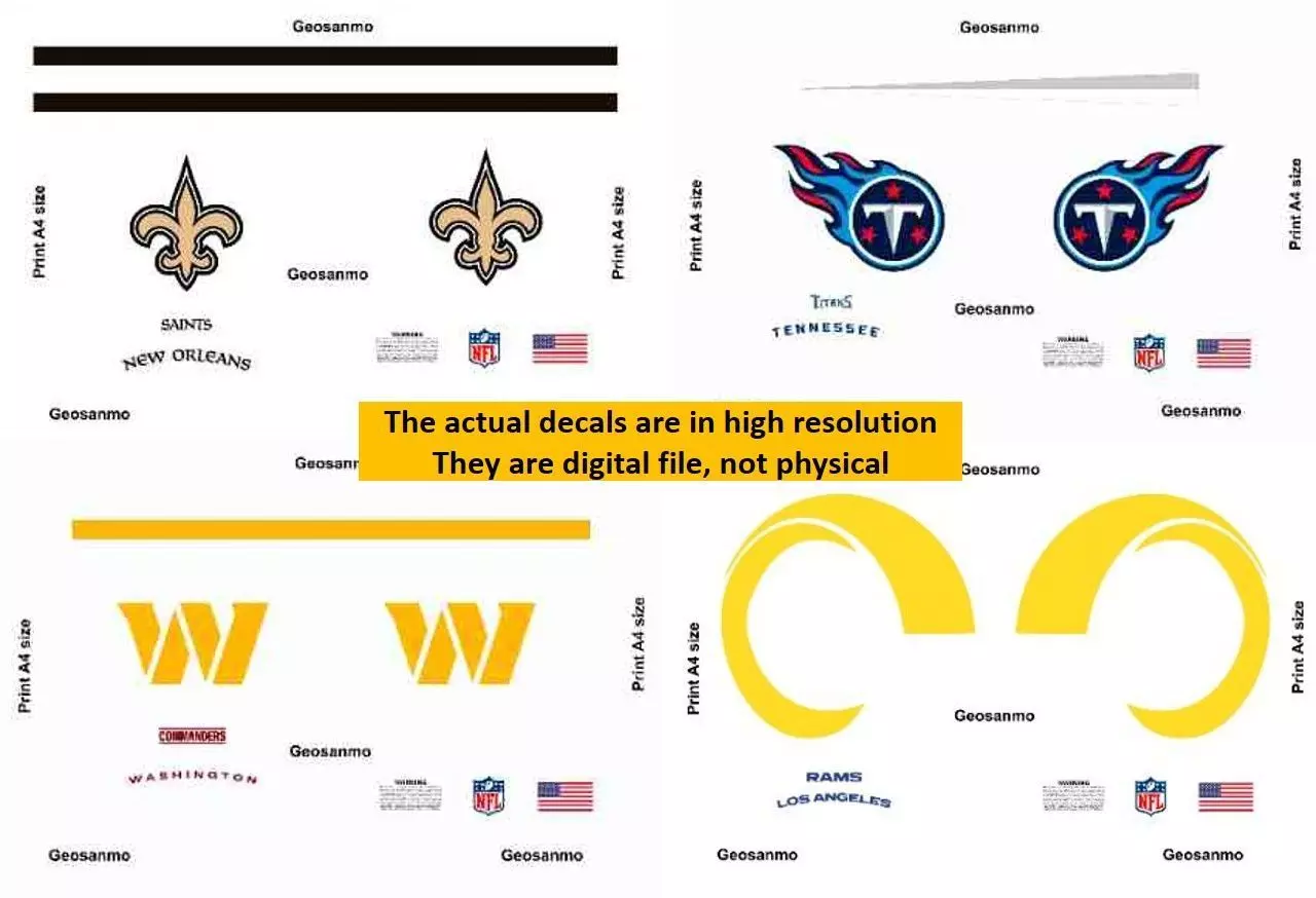 Printable High Resolution NFL Helmet Decals Pack 8 3D print model_0