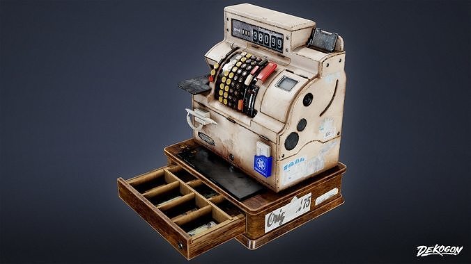 DIVE BAR - Cash Register 01 - LOW POLY Low-poly 3D model 5
