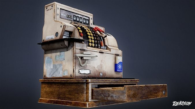 DIVE BAR - Cash Register 01 - LOW POLY Low-poly 3D model 7