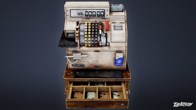 DIVE BAR - Cash Register 01 - LOW POLY Low-poly 3D model 6