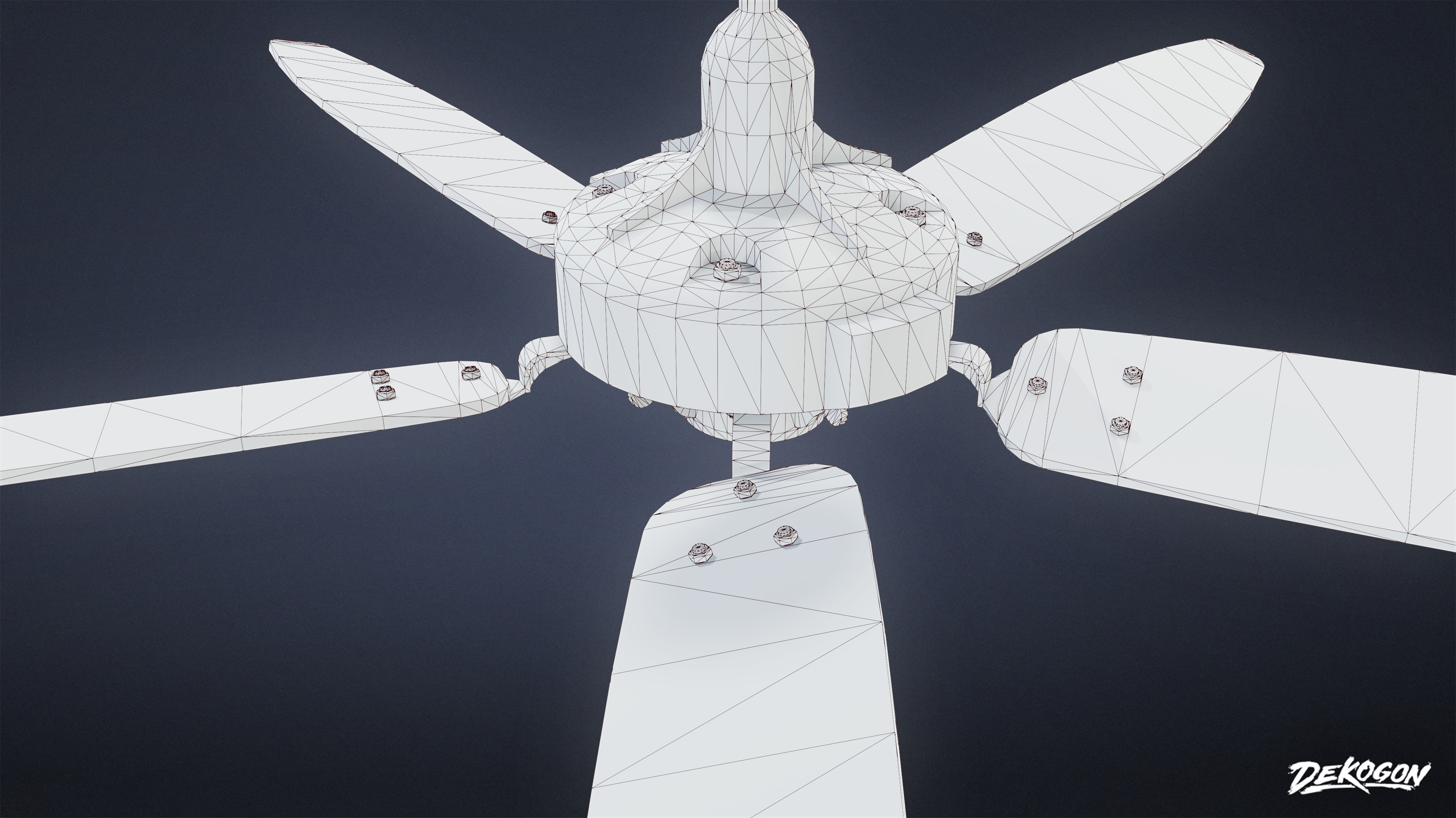 DIVE BAR - Ceiling Fan 01 - LOW POLY Low-poly 3D model_6