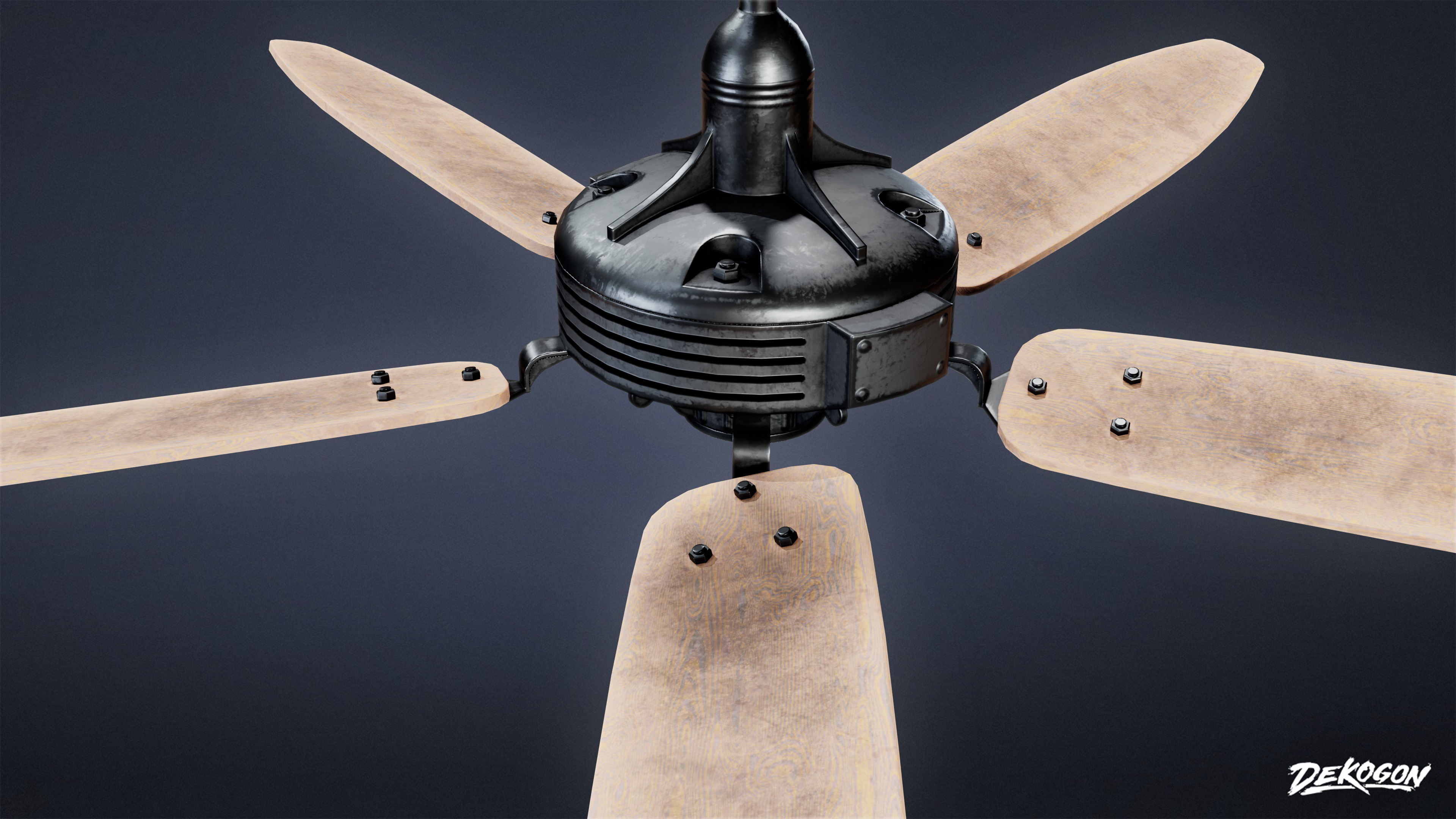 DIVE BAR - Ceiling Fan 01 - LOW POLY Low-poly 3D model_5