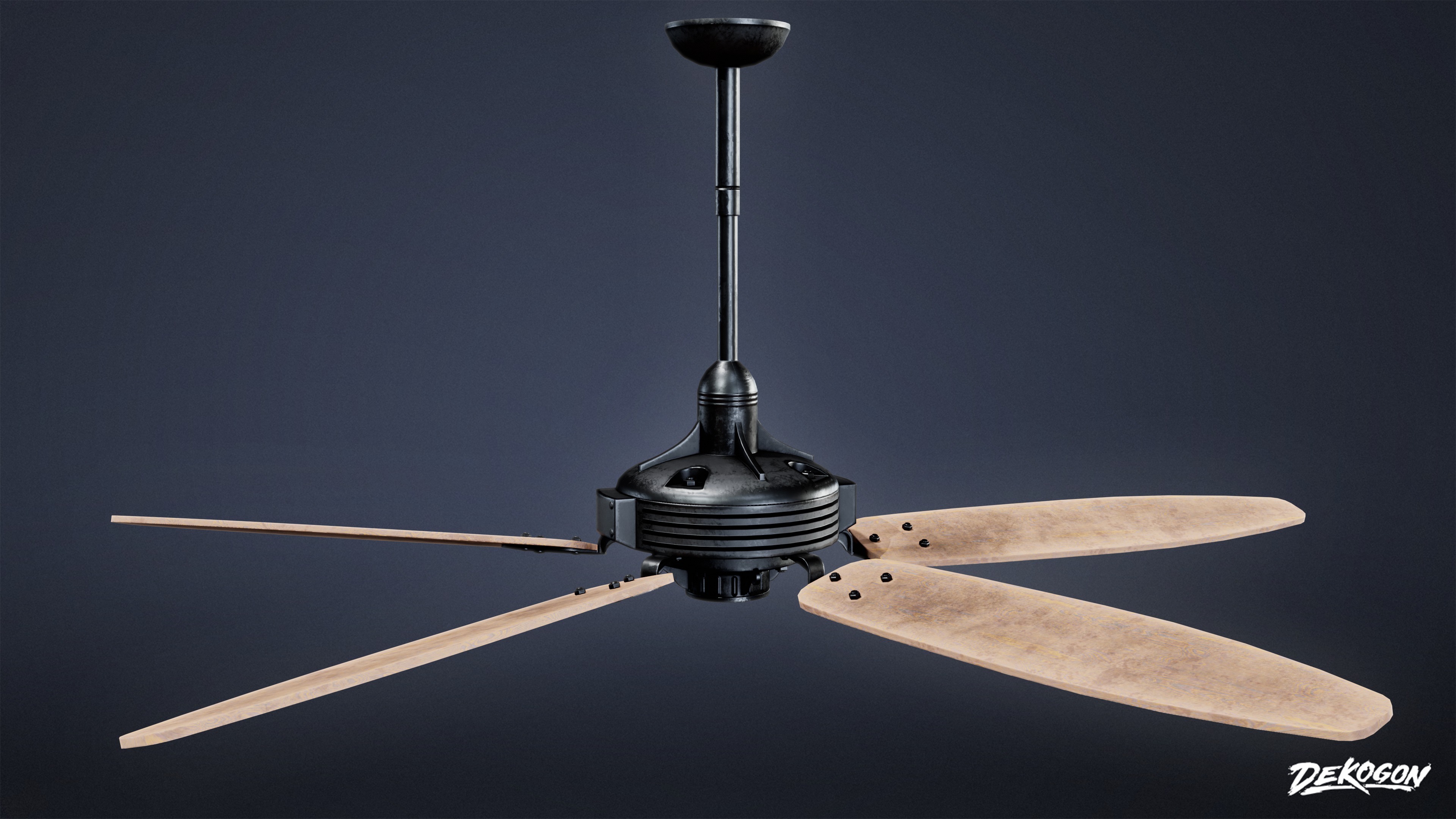 DIVE BAR - Ceiling Fan 01 - LOW POLY Low-poly 3D model_2