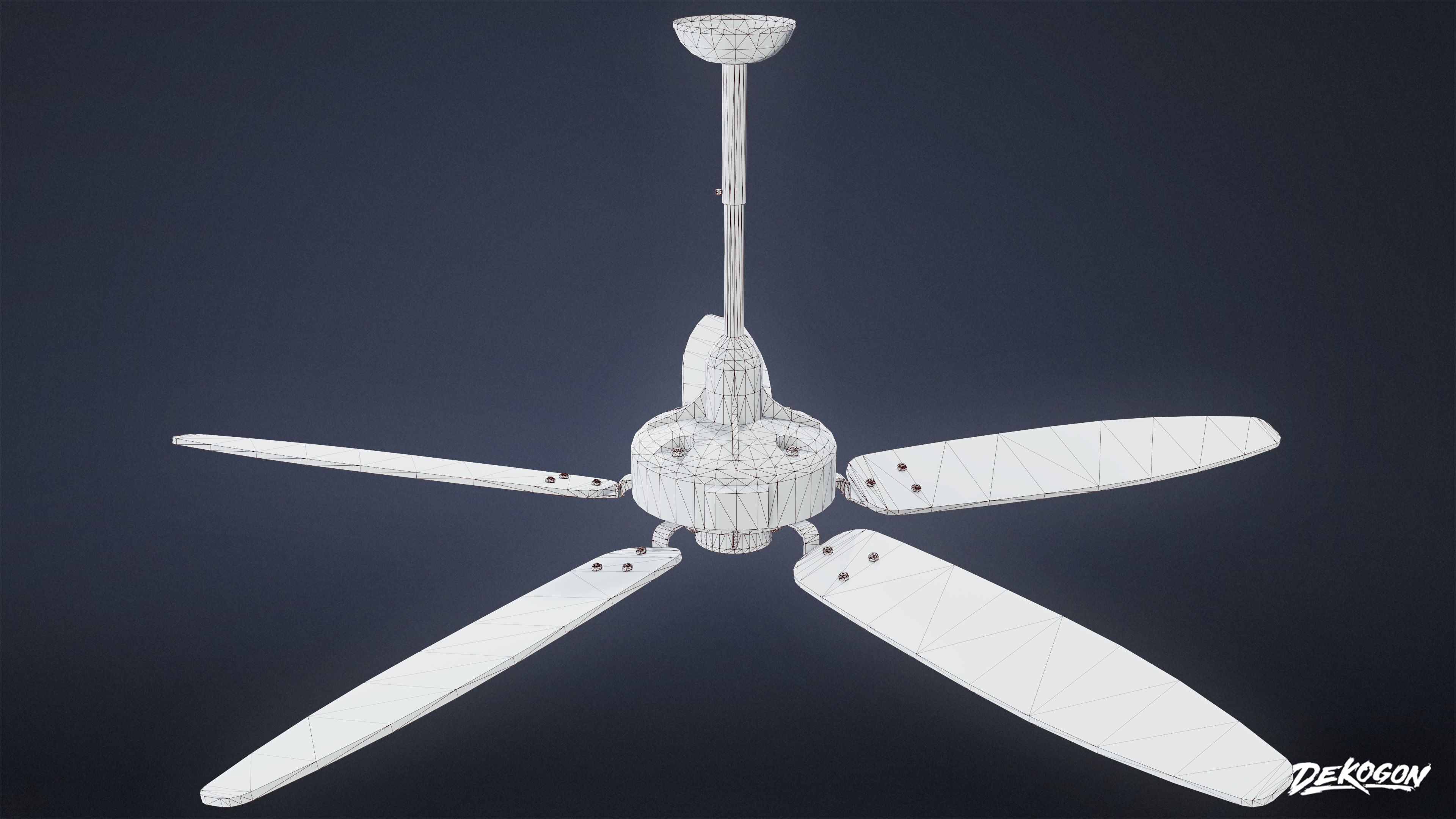 DIVE BAR - Ceiling Fan 01 - LOW POLY Low-poly 3D model_7