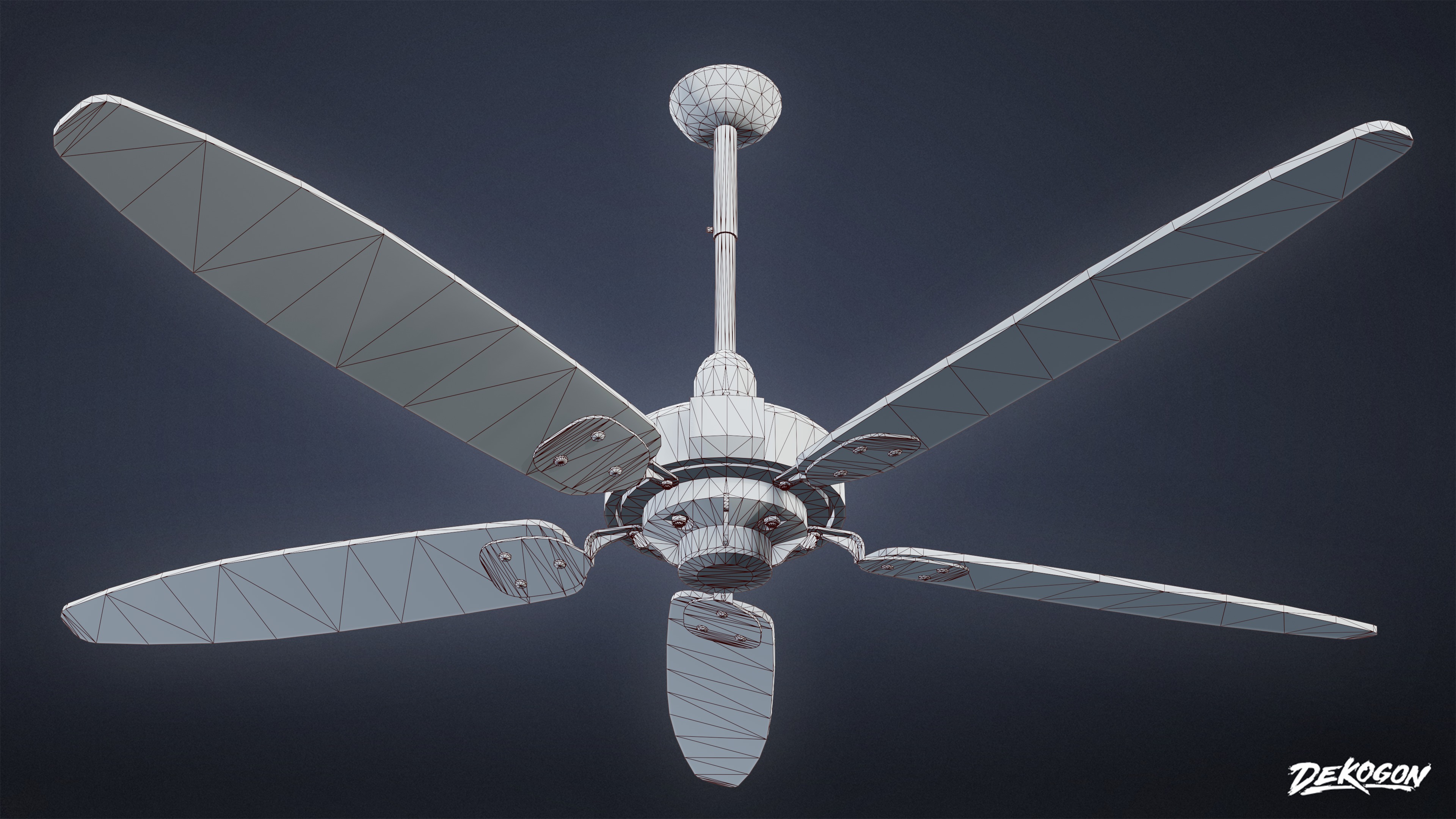 DIVE BAR - Ceiling Fan 01 - LOW POLY Low-poly 3D model_8