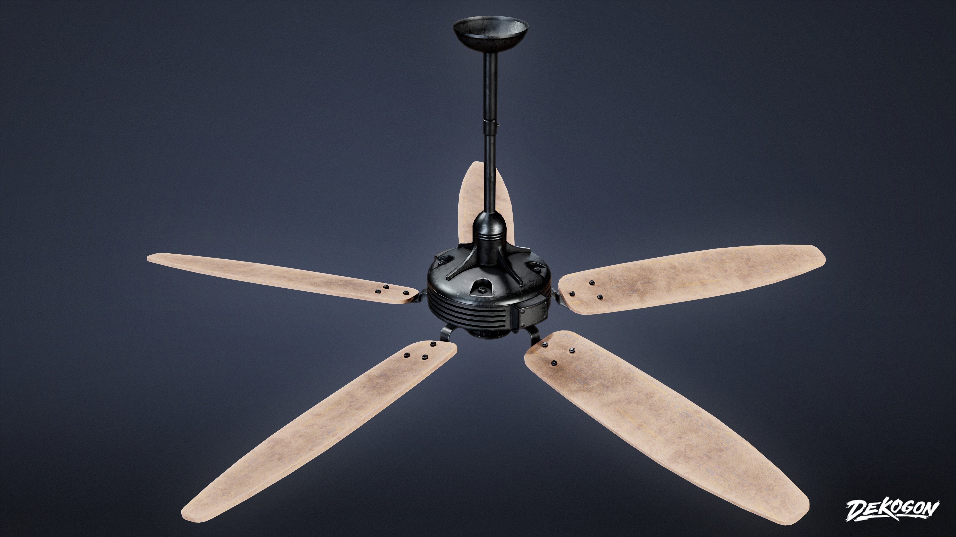 DIVE BAR - Ceiling Fan 01 - LOW POLY Low-poly 3D model_1