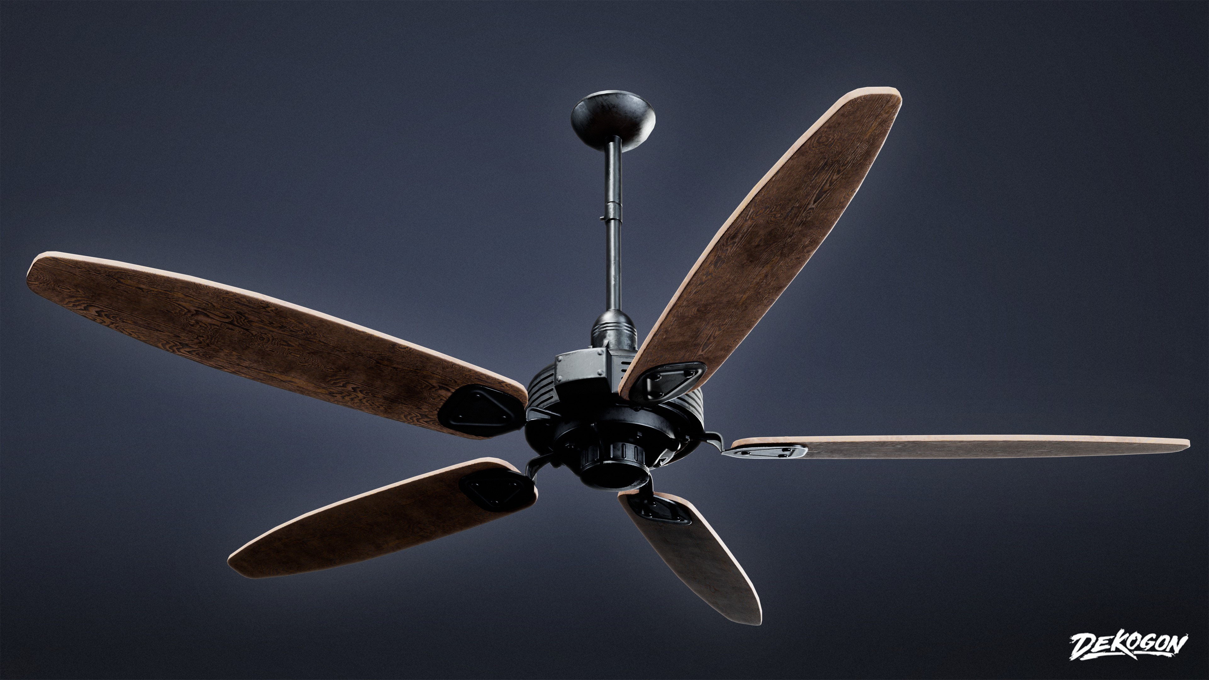 DIVE BAR - Ceiling Fan 01 - LOW POLY Low-poly 3D model_4